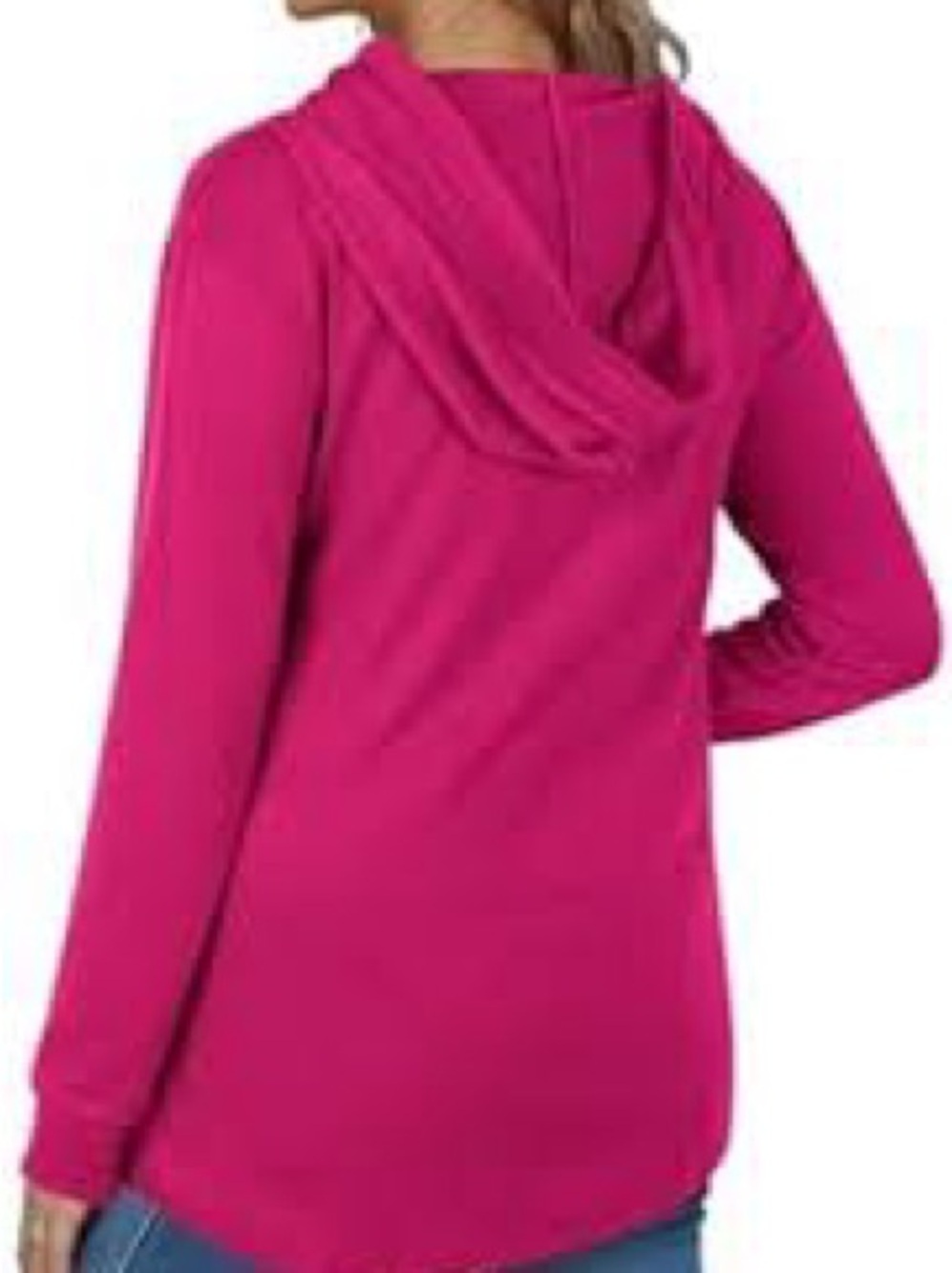 Athleta Long-Sleeve Hooded V-Neck Tunic in Fuchsia